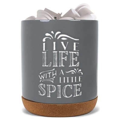 Elanze Designs Life With Spice Grey X-Large Cork Bottom, Kitchen Counter, Ceramic Stoneware, Coffee, Tea and Hot Chocolate, Machine Brewing, K Capsule