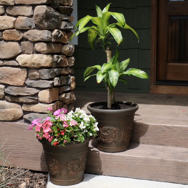 Sunnydaze Indoor/Outdoor Patio, Garden, or Porch Weather-Resistant Double-Walled Arabella Flower Pot Planter - 16" - Rust Finish, 2 of 8