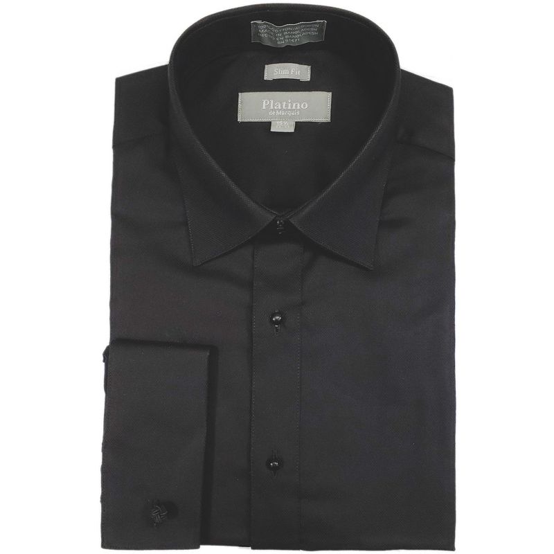 Men's Textured Slim Fit French Cuff Cotton Tuxedo Shirt, N 14.5 - 18.5, 1 of 2