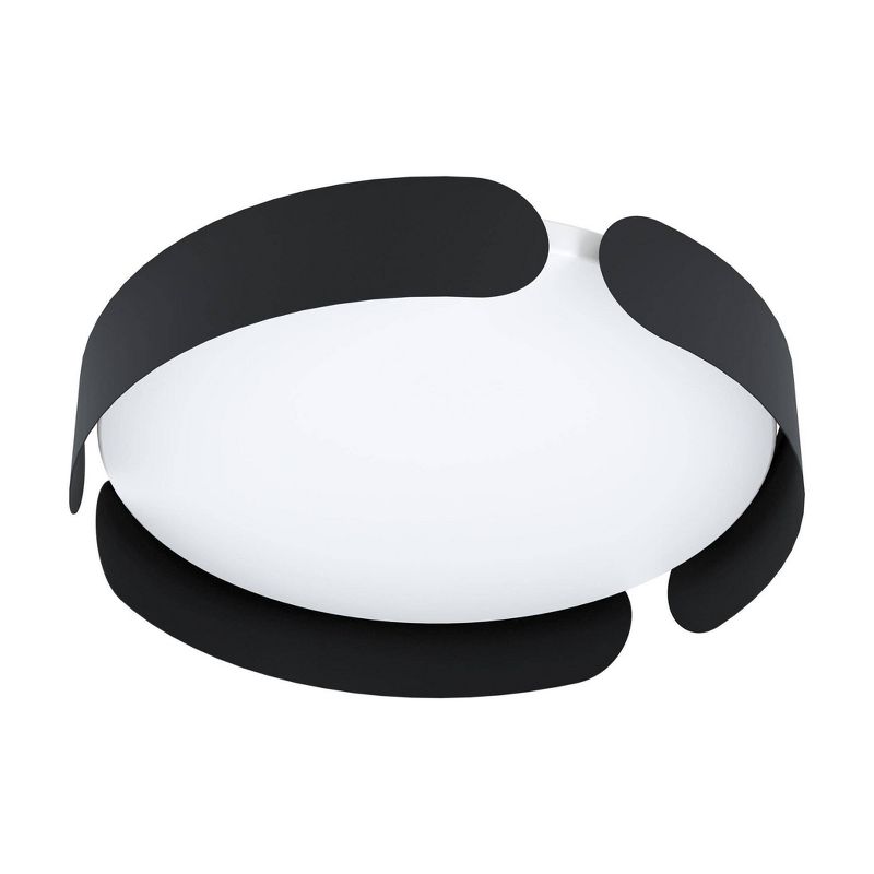 1-Light Valcasotto Integrated LED Ceiling Light Black Finish with White Acrylic Shade - EGLO, 1 of 5