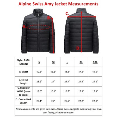 Alpine Swiss Amy Women Puffer Jacket Insulated Water Resistant Lightweight Down Alternative Packable Coat Zip Pockets BLK LRG — фото 5