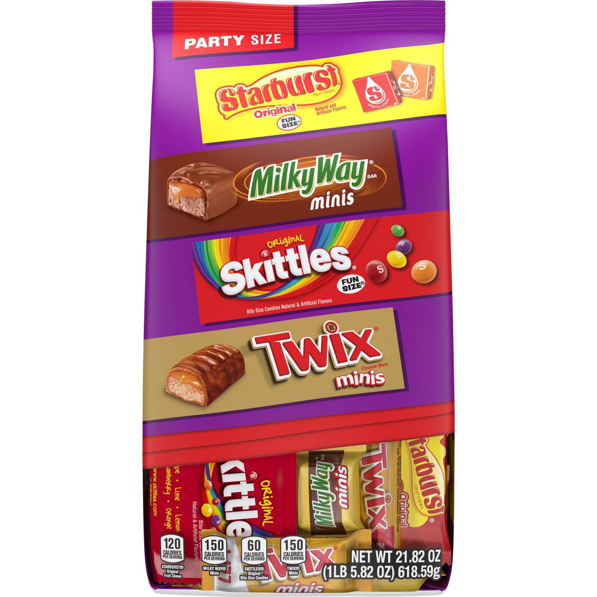 Twix, Skittles, Starburst, & Milky Way Variety Candy Assortment, Party Size - 21.82oz Bulk Bag
