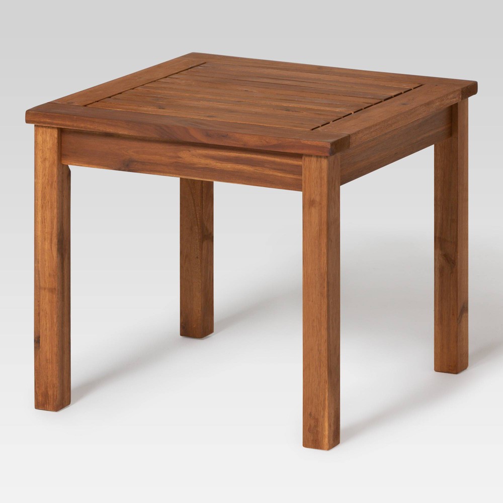 Ravenscroft Modern Boho Acacia Wood Slat Top Outdoor Side Table - Brown - Saracina Home