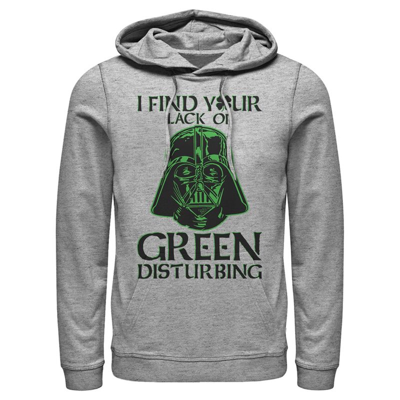 Men's Star Wars St. Patrick's Day Darth Vader I Find your Lack of Green Disturbing Pull Over Hoodie, 1 of 5