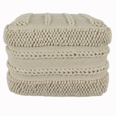 Winifred Square Pouf White - Décor Therapy