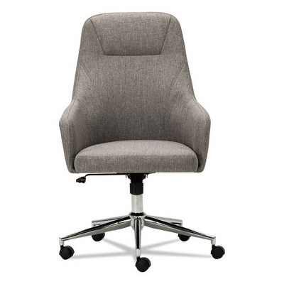 Modern High-Back Swivel Office Chair with Gray Tweed Fabric
