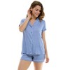 Jaclyn Short Sleeve Ribbed Notched Collar Top & Shorts 2 Piece Pajama Set (Juniors & Women) - 2 of 4