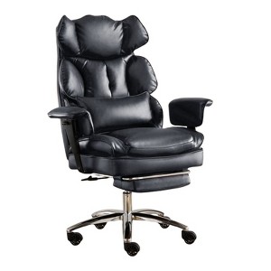 SEVOBAL Task and Office Chairs Office Chair with Footrest, High Back PU Computer Chair with Lumbar Support for Home, Office, Black, 33"*25"*17" - 1 of 4