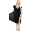 HAPPY BAY Women's Summer Vacation Beachwear Swim Suit Loose Bathing Suit Swim Beach Cover-up Dress Robe X-Large-XX-Large Black Solid - 4 of 4