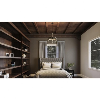 Gray Ash Steel and Faux Wood 6-Light Drum Chandelier