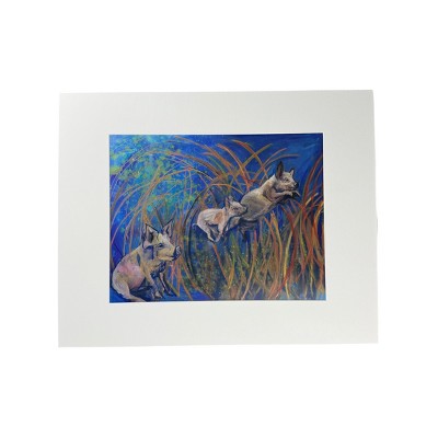 The Pink Picket Fence Hand-Signed Art Print “Of Flying Pigs” – 20x16 Matted Wall Art – Fine Art Reproduction from Oil Painting by Kallen