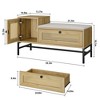 Garvee Rattan Shoe Bench Entryway Bench with Storage Drawer and Cabinet, Wooden Storage Bench with Linen Seat Cushion, for Hallway and Bedroom - 2 of 4