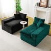 KWPZQEB 120.08" Luxury Turtle Sofa, Color-Block Velvet Sofa with 6 Pillows, Mid Century Modular Floor Sofa for Living Room, Apartment - 4 of 4