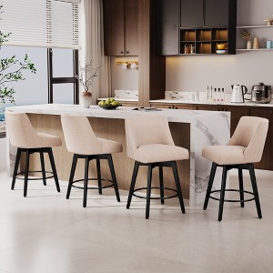 Dyonery 26" Swivel Counter Height Bar Stools with Backrests, Upholstered Seats & Wood Legs for Kitchen Island - 1 of 4