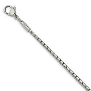 Black Bow Jewelry 2.5mm Stainless Steel Fancy Flat Box Chain Necklace - 1 of 4