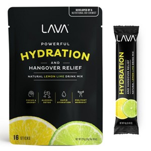 (16-Pack) LAVA Hydration & Hangover Aid Electrolyte Lemon Lime Powder Drink Mix - 1 of 4