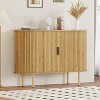 47" Fluted Sideboard Buffer Cabinet with Sliding Doors, Modern Wood Accent Storage Cabinet with Adjustable Shelves, Cabinets Console Table - 2 of 4