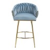 26" Velvet Barrel Back Counter Bar Stool with Hand-Wave Back,Gold Base & Footrest for Kitchen Island or Vanity-Baofuwish - 3 of 4