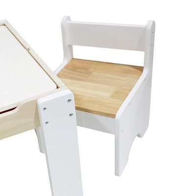 White and Natural Wooden Kids Activity Table with Reversible Top