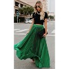Women's High Waist Maxi Skirt, Flowy Pleated Chiffon Long Skirt Green - 3 of 4