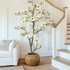 4-6FT Faux Magnolia Plants Artificial Flower Trees Fake Plants Arrangement Decor Indoor Outdoor Artificial Vivid Leaves White Pot - 2 of 4