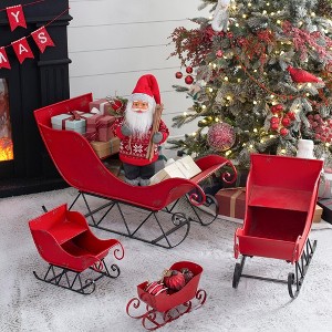 Whisen 39x17.7x22"H Iron Sleigh Large, Distressed Christmas Santa Sleigh Holiday Decoration - 1 of 4
