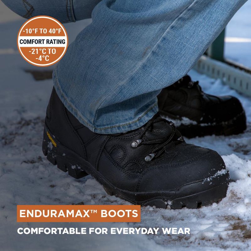 RefrigiWear Men's EnduraMax Warm Insulated Waterproof Black Leather Work Boots, 2 of 8