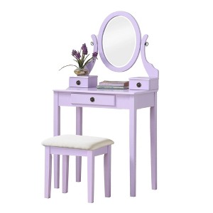 Makeup Vanity Table and Stool Set, Purple - 1 of 4