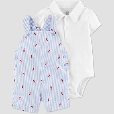 Carter's Just One You® Baby Boys' Lobster Striped Top & Bottom Set - Blue 12M