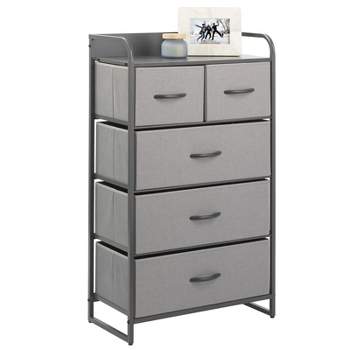 mDesign Tall Dresser Storage Chest, 5 Fabric Drawers