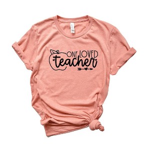 Simply Sage Market Women's One Loved Teacher Apple Short Sleeve Graphic Tee - 1 of 3