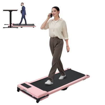 VisioGear Walking Pad with Spacious Running Area, 3 in 1 Portable Treadmill Walking for Home or Office Workouts, Pink & Black, 48.3"*19.1"*4.9"