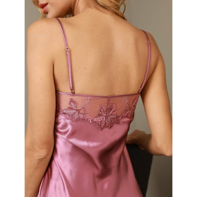 SilkSilky Women's Pure Silk Sexy Lace Neck Slip Dresses