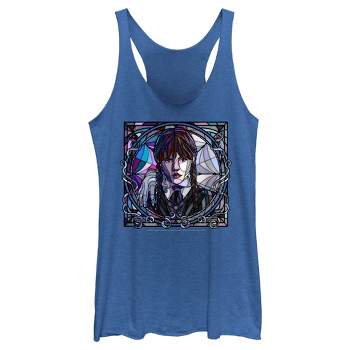 Women's Wednesday Stained Glass Addams Portrait Racerback Tank Top