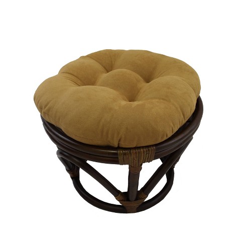 Rattan Ottoman with Micro Suede Cushion Java 