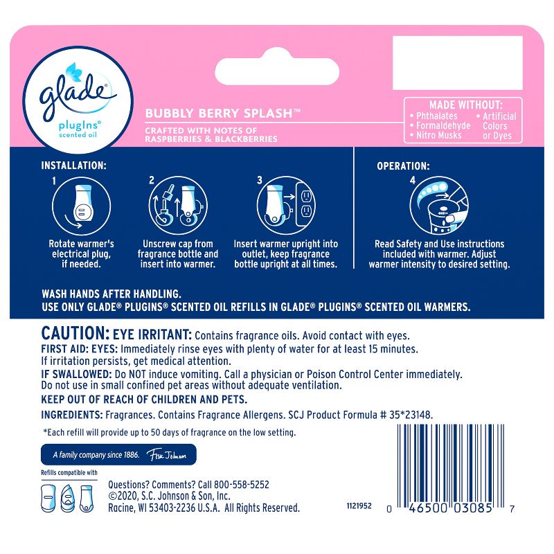 Glade PlugIns Scented Oil Air Freshener Refill - Bubbly Berry Splash - 3.35oz/5pk, 4 of 15