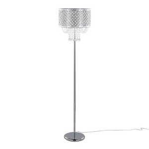 LumiSource Droplets Sleek 60" Contemporary Metal Floor Lamp in Chrome Metal/Clear Crystal Accents from Grandview Gallery - 1 of 4