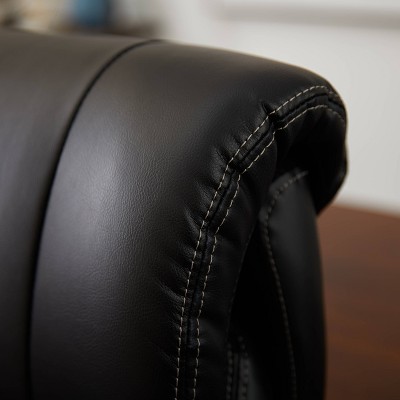 Trafford High-Back Swivel Black Leather Executive Chair with Memory Foam