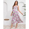 Women's Maternity Dress Boho Spaghetti Strap Square Neck Dress Floral Casual Ruffle Nursing Maxi Dress Baby Shower - 3 of 4