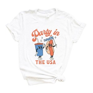 Simply Sage Market Women's Party In The USA Hot Dog Short Sleeve Graphic Tee - 1 of 2