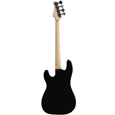 Satin Black 4-String Electric Bass Guitar with Maple Neck