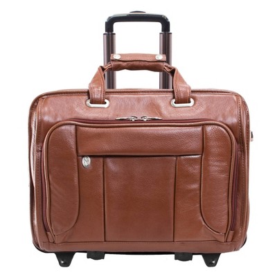 McKlein 15" West Town Pebble Grain Calfskin Leather Detachable Wheeled Laptop Bag - Brown