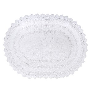 DII White Small Oval Crochet Bath Mat - 1 of 4