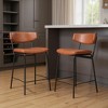 HomeRoots Set of Two 30" Brown and Black Faux Leather and Steel Low Back Bar Height Bar Chairs - 2 of 4