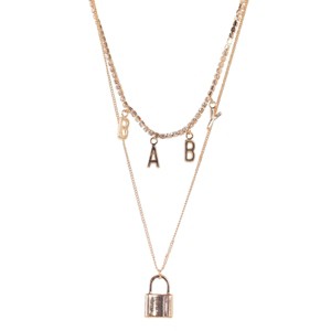 Slickblue Women's Necklace, Gold Double Chain with Padlock Pendant and "Baby" Letters, Tennis Choker Style, 15-20" - 1 of 3