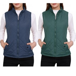 INSPIRE CHIC Women's Stand Collar Lightweight Gilet Quilted Zip Vest 2 Packs - 1 of 4
