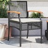 vidaXL Black Patio Chairs with Cushions - 2-Piece Set, Outdoor Furniture, PE Rattan/Acacia Wood, 21.3" x 22.4" x 33.5", Cream White Cushions - 2 of 4