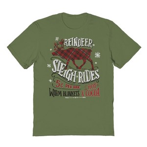 Rerun Island Men's Christmas Reindeer Sleigh Short Sleeve Graphic Cotton T-shirt - 1 of 1