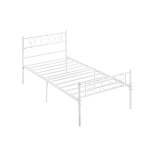 Metal Bed Frame with Headborad & Footboard, Sturdy Metal Platform Bed Frame with Iron-Art Sweet Heart, No Box Spring Needed, Under Bed Storage - 1 of 4