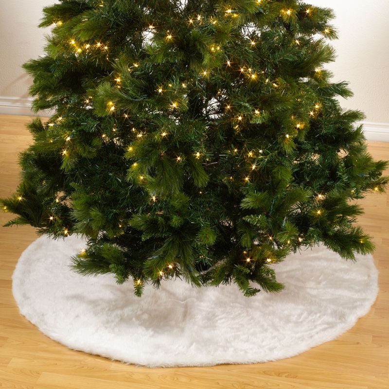 Saro Lifestyle Solid Faux Fur Design Christmas Tree Skirt, 1 of 5
